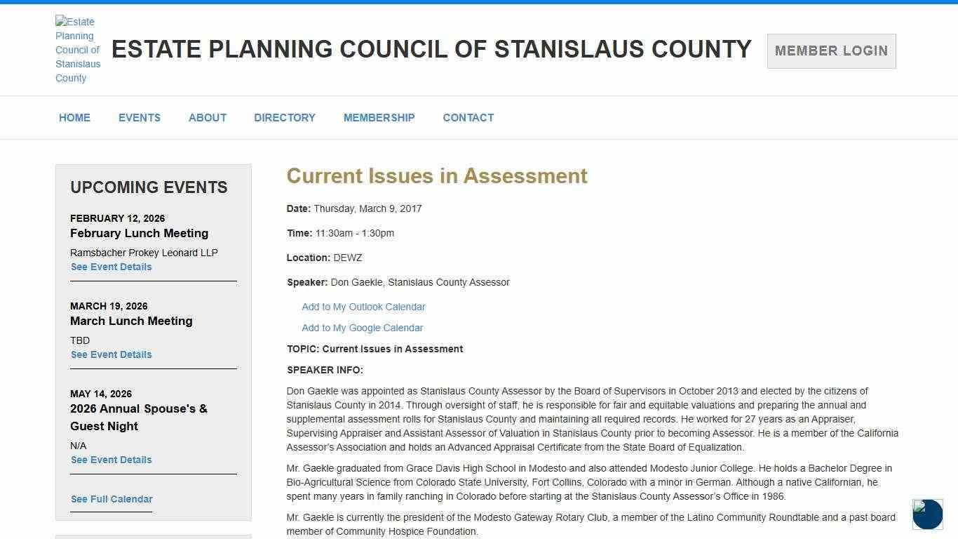 Current Issues in Assessment - Estate Planning Council of Stanislaus County