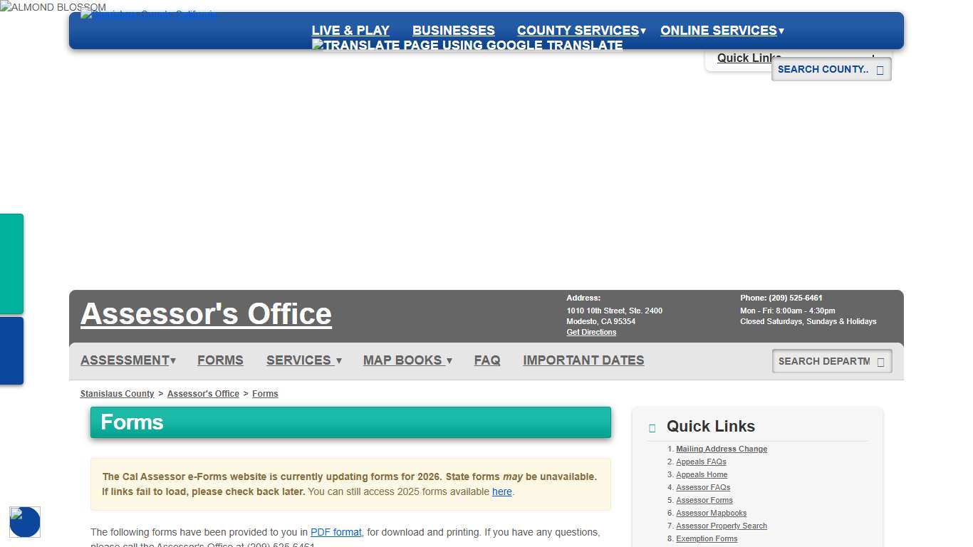 Forms - Assessor's Office - Stanislaus County