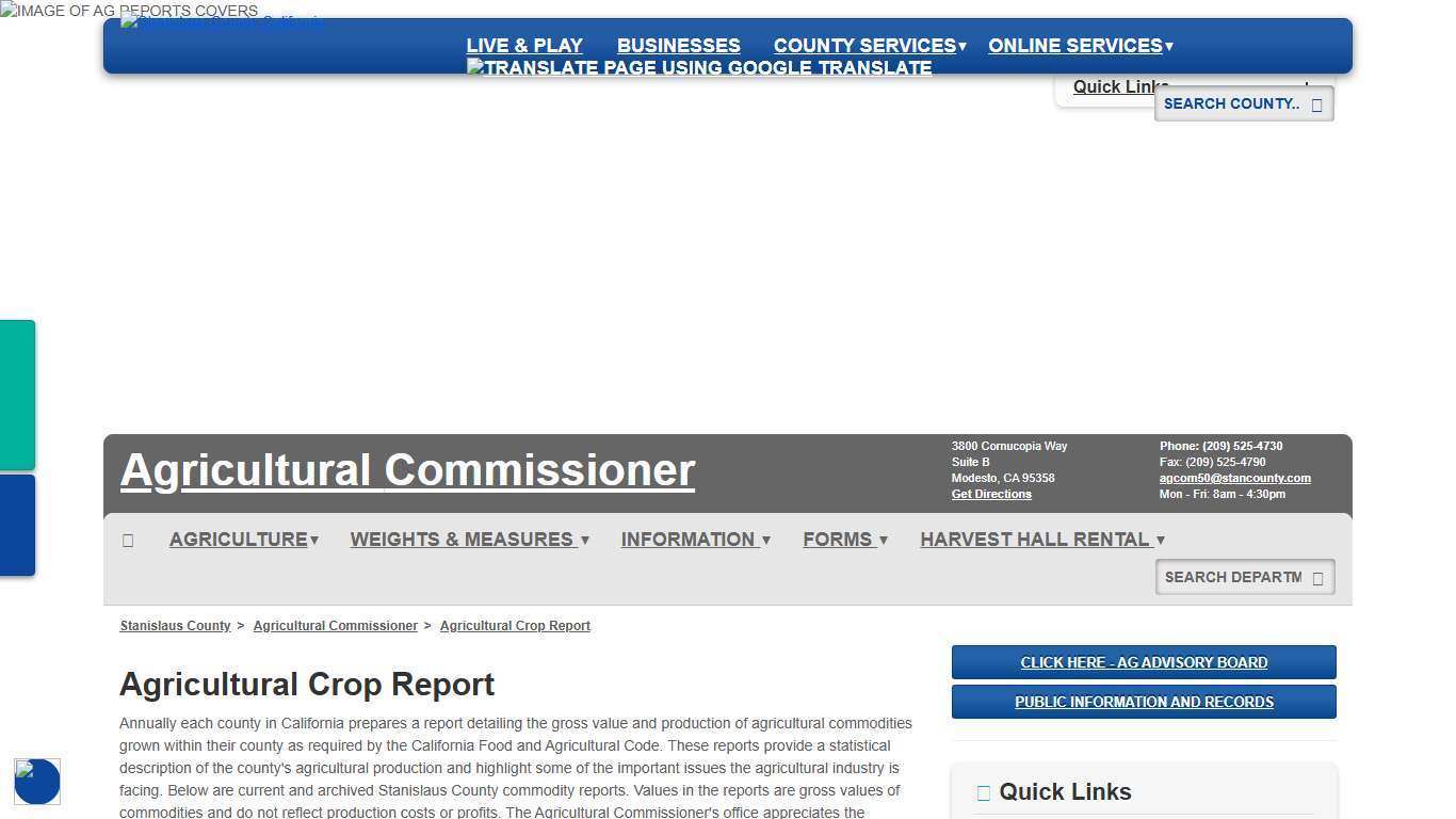 Agricultural Statistics - Agricultural Commissioner - Stanislaus County