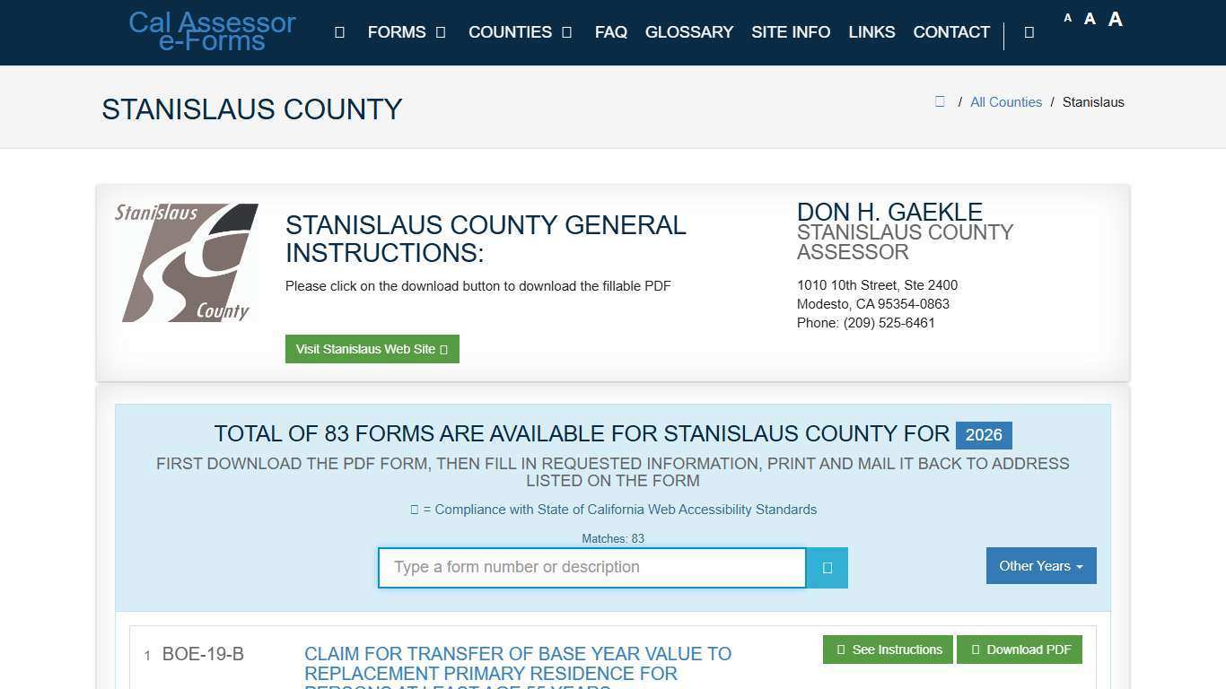 CAA e-Forms Service Center - stanislaus