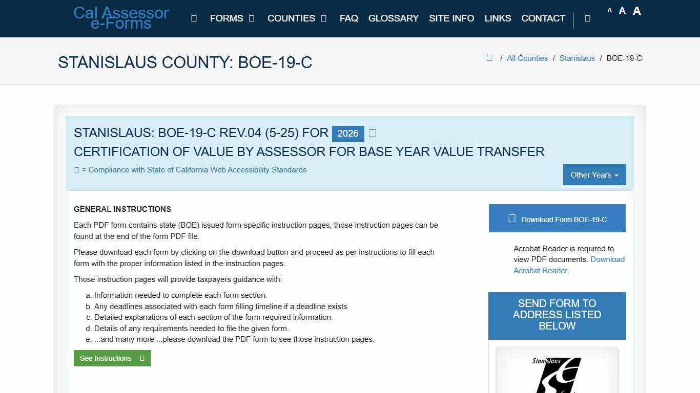 CAA e-Forms Service Center - Stanislaus: BOE-19-C